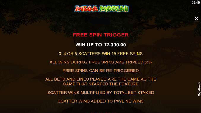 Mega Moolah Free Spins